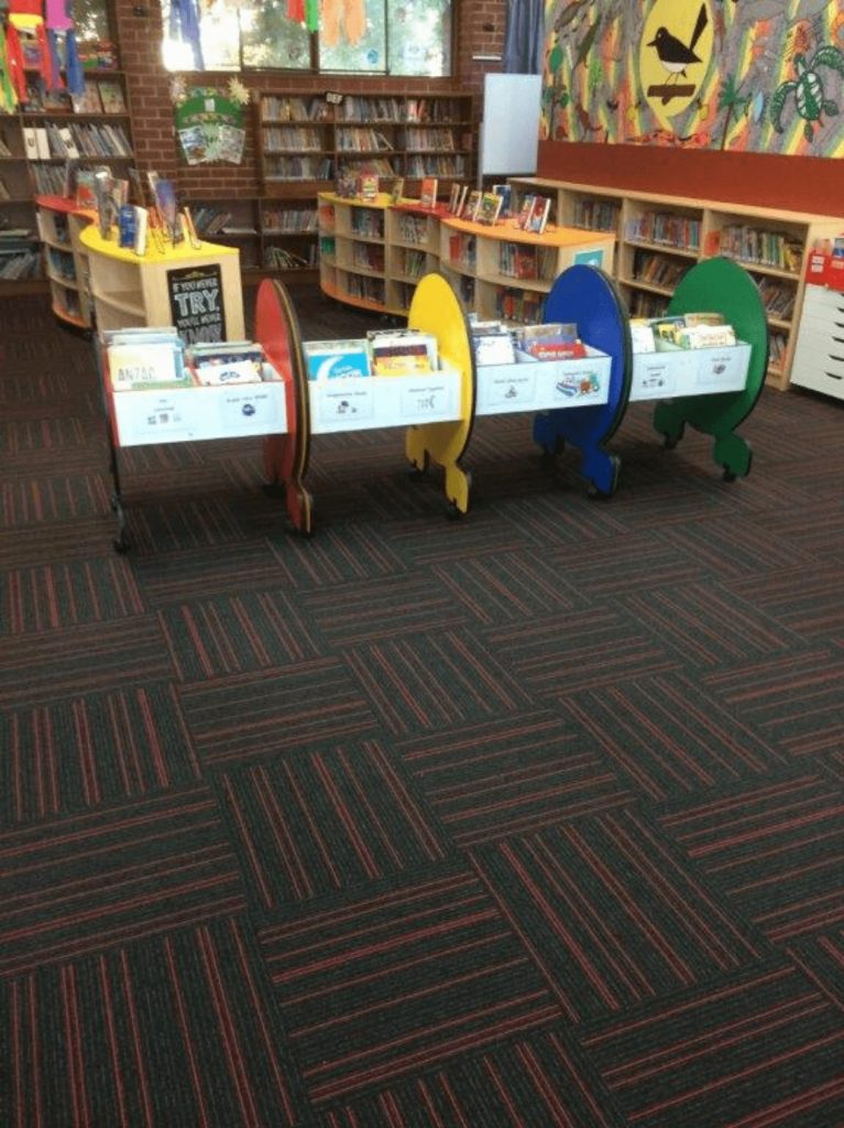 red carpet on a school library